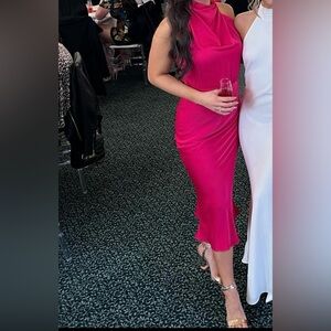 Hot Pink Satin Dress Size S (4-6)
